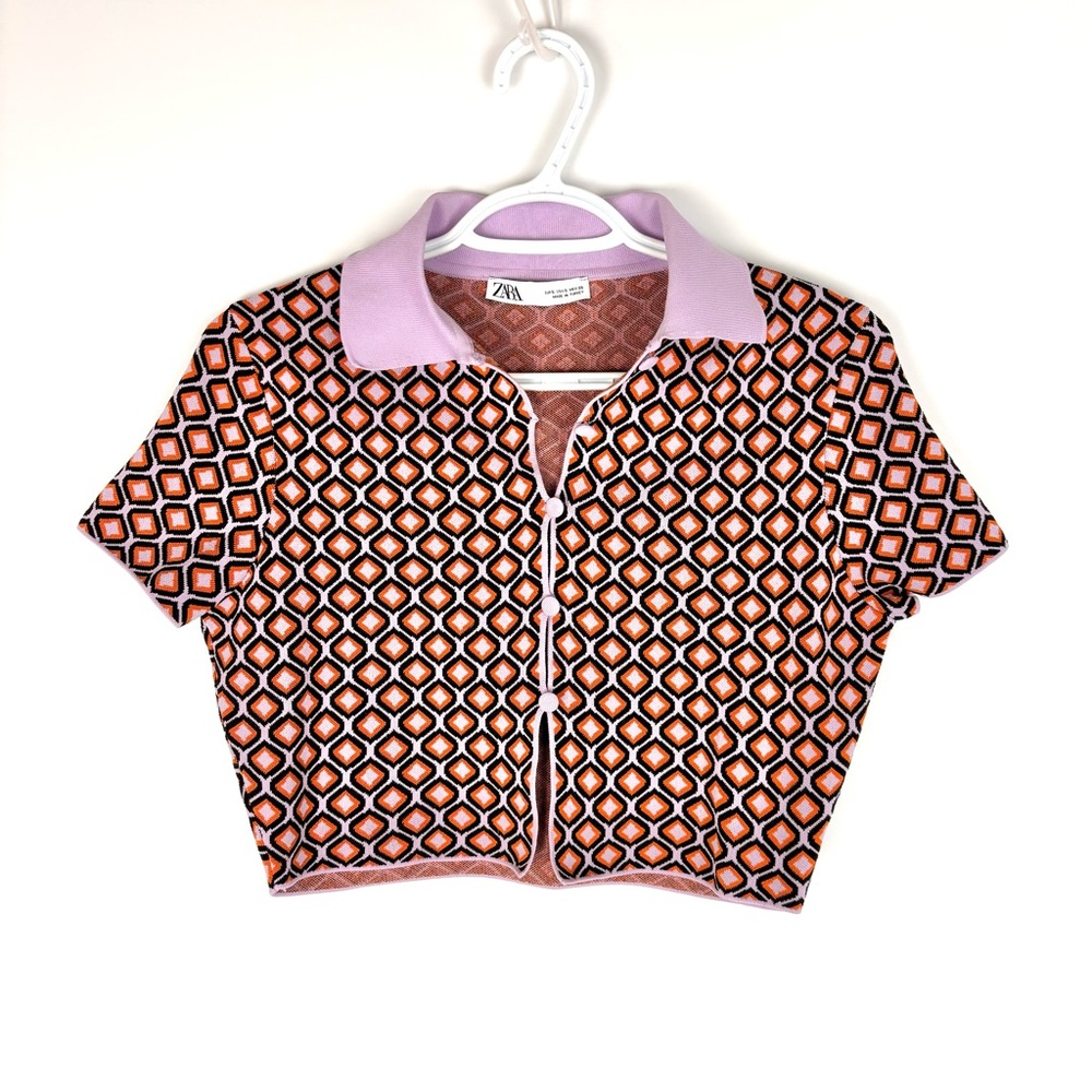 Zara lilac and orange knit top